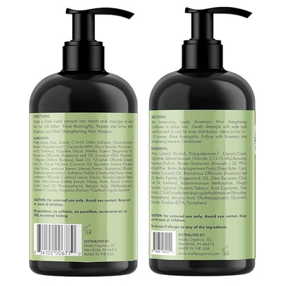 Mielle Men's Grooming Bundle Rosemary Mint - 5-Piece Complete Routine - Biotin-Infused Shampoo, Conditioner, Scalp & Hair Oils, Hair Quenching Pomade