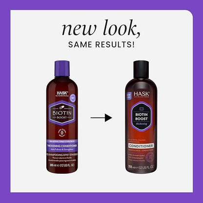 HASK Biotin Boost Thickening Shampoo + Conditioner Set | Adds Fullness, Strengthens, Volumizes, Sulfate-Free, Paraben-Free, Gluten-Free, Color Safe