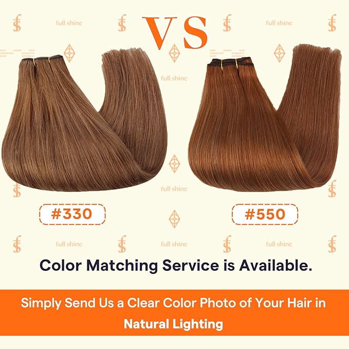 Full Shine 22 Inch Human Hair Extensions Sew In Color Copper Weft Hair Extensions Human Hair Sew In Remy Hair Invisible Real Human Hair Wefts 105G
