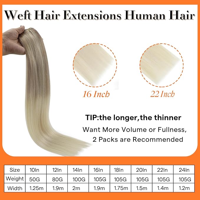 Full Shine Weft Hair Extensions Human Hair Straight Human Hair Bundles For Women Sew In Hair Extensions Color Ash Blonde To Butter Blonde Mix Platinum Blonde 12 Inch 80G