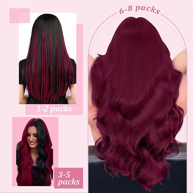YoungSee Itip Human Hair Extensions Magenta I Tips Hair Extensions Real Human Hair Red 22 Inch Tip Hair Extensions Colored 25g Red Itip Hair Extensions for Party Highlights 25s Remy Hair Extensions