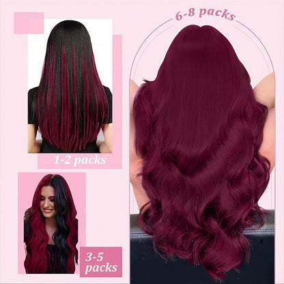 YoungSee I Tip Hair Extensions Magenta 25s Itips Hair Extensions Human Hair Red 25g Color I Tip Extensions for Long Hair 24 Inch Remy Tip Hair Extensions Real Human Hair Red for Play Highlights