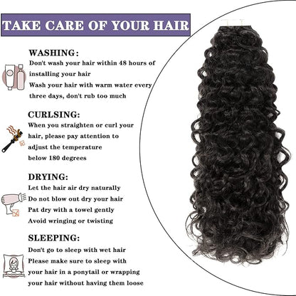 Anrosa Kinky Curly Hair Tape in Extensions Human Hair 3c Deep Curly Seamless Skin Weft Jerry Curly Tape ins Natural Black #1B Real Human Hair Tape in Extensions for Black Women 16 Inch 20 Pieces 50g