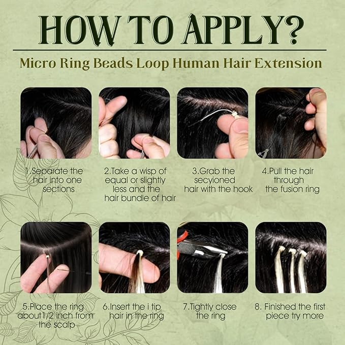 RUNATURE Micro Rings Hair Extensions Remy Dark Brown Human Hair Micro Loop Extensions Real Hair Pre Bonded Micro Extensions Brown Hair 14 Inch 50s 50g