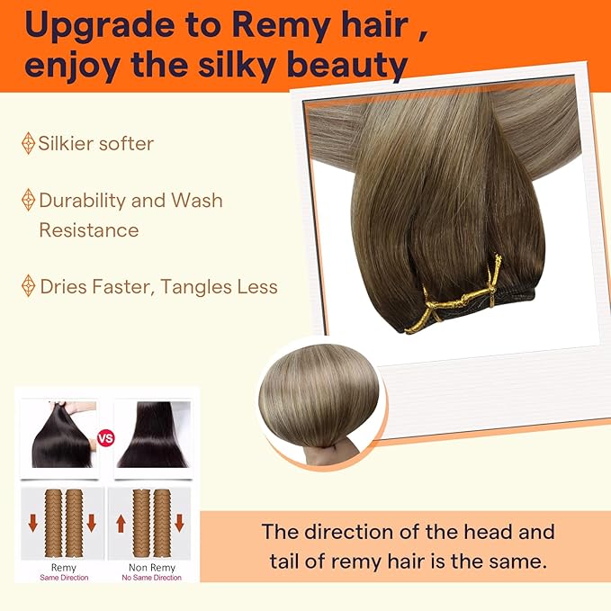 Full Shine Weft Hair Extensions Human Hair #3/8/22 Balayage Sew In Hair Extensions Color Dark Brown To Light Brown Mix Light Blonde Human Hair Extensions Remy Straight Hair 12 Inch