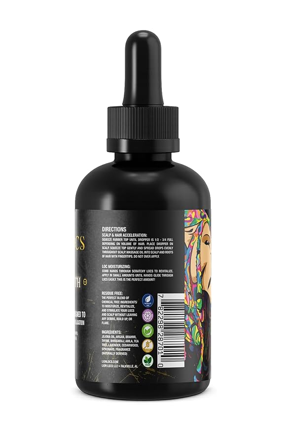 Lion Hair Growth Oil and Scalp Relaxer | Light Styling for Dreadlocks, Braidlocks, Braids, Faux Locs, Crochet Locs, Boho Locs, or Sisterlocks (4oz)