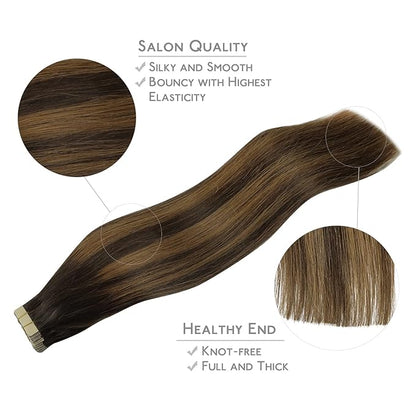 WENNALIFE Tape in Hair Extensions Human Hair, Hair Extensions Straight Human Hair Tape in Extensions Skin Weft Tape Extensions