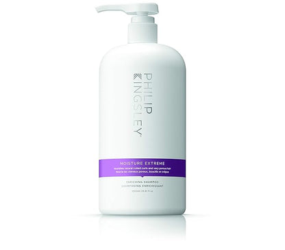 PHILIP KINGSLEY Moisture Extreme Enriching Shampoo for Curly Dry Damaged Hair Curls Anti-Frizz Hydrating Intense Hydration Gentle Cleansing Shampoo Detangles Conditions Tames, 33.8 oz