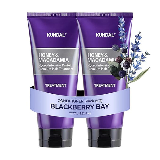 KUNDAL Honey & Macadamia Natural Conditioner Korean Hair Care Damage Repair, Deep Hydration, Long Lasting Fragrance, with Honey, Macadamia Oil 6.76fl oz (Pack of 2) (Blackberry Bay)