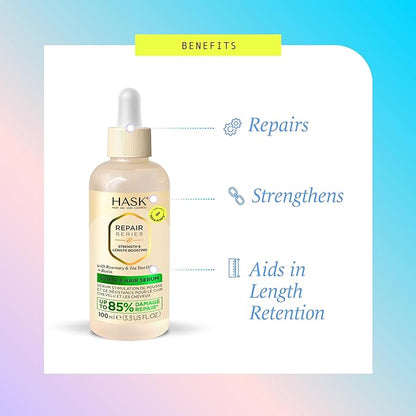 HASK Intensive Repair Hair Oil & Strength & Length Boosting Scalp and Hair Serum - Repairs Damage, Strengthens, Adds Shine & Moisture, Prevents Breakage, Sulfate-Free, Cruelty-Free