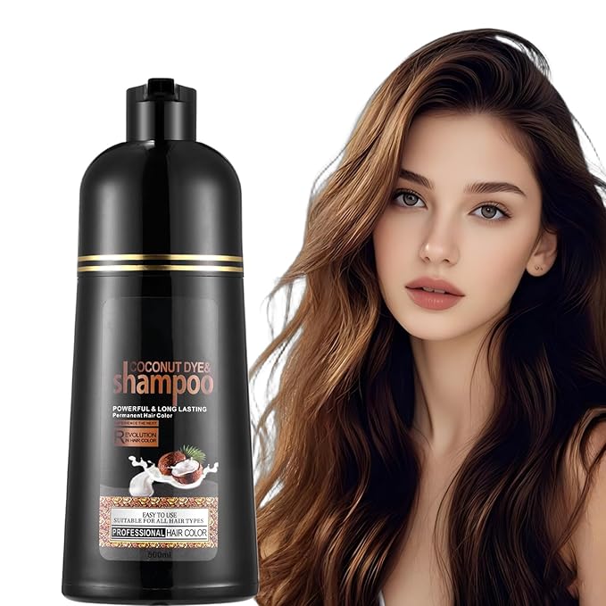Fvquhvo Brown Hair Dye Shampoo, Instant Hair Color for Women Men, Colors in Minutes, Long Lasting Coconut Dye Shampoo, Champu Para Canas 16.90 Fl Oz