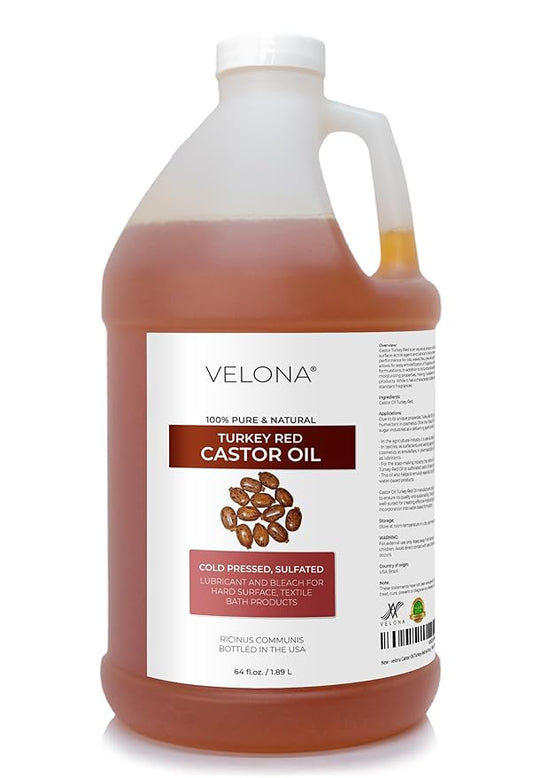 velona Castor Oil Turkey Red 64 fl oz | 100% Pure and Natural Carrier Oil | Cold Pressed | Hair, Body and Skin Care | Use Today - Enjoy Results