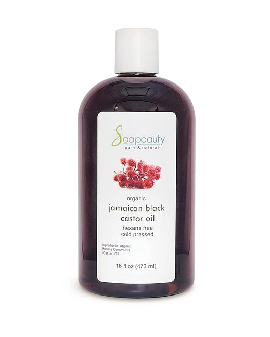 Soapeauty JAMAICAN BLACK CASTOR OIL Cold Pressed Unrefined | 100% Pure Natural Black Castor Oil Promotes Healthy Skin & Hair | Carrier Oil & Strengthens Nails | 16 fl oz