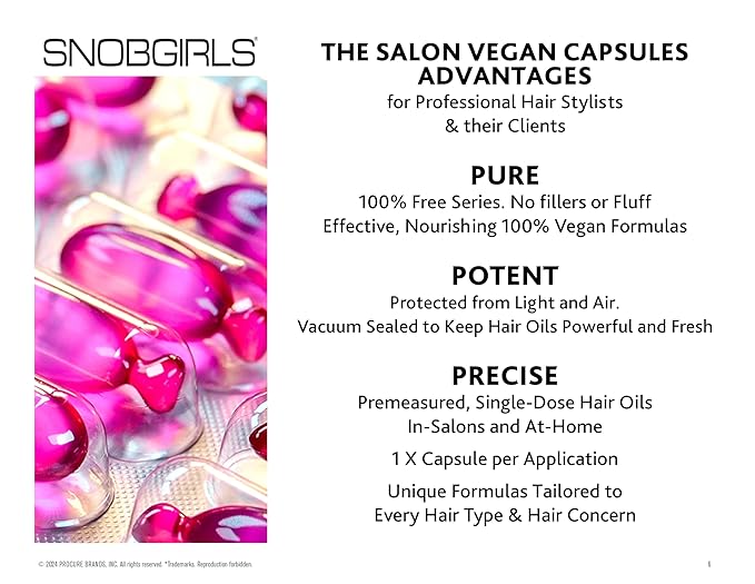 Color Defense Hair Oil Capsules – SNOBGIRLS PROCURE Colour Protect Defense – Vegan Leave-In Serum for Color-Treated, Dry & Damaged Hair with Rosemary, Argan, Biotin, Ceramides & Hyaluronic Acid 15 Ct