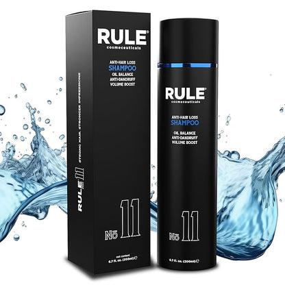 No.11 Anti-Hair Loss Shampoo for Men, DHT Blocker and Root Activator for Hair Regrowth, Anti-Dandruff & Oil Control Formula, Thickening & Strengthening for Thinning Hair - 200 mL
