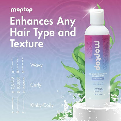 MopTop Cowash Cleansing Conditioner – Curly Hair Conditioner to Restore Moisture, Reduce Frizz & Boost Manageability, Sulfate & Paraben Free Hair Care for All Hair Textures (Citrus Medley, 2pk)