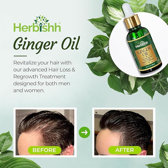 Herbishh Chestnut Brown Hair Dye Shampoo 3 In 1, Color Shampoo For Gray Hair Coverage 500 ML Argan Oil & Pro Keratin Deep Conditioning Hair Mask 150gm & Ginger Essential Oil Serum For Hair Growth 30ml