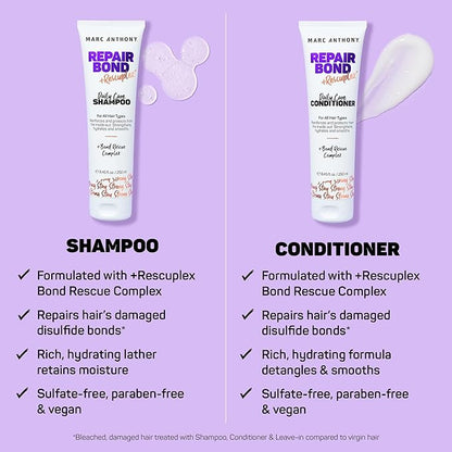 Marc Anthony Repairing Shampoo & Conditioner Set - Rescuplex Bond Repair, Strengthens Hair, Eliminates Frizz & Flyaways, Revives Dry & Damaged Hair