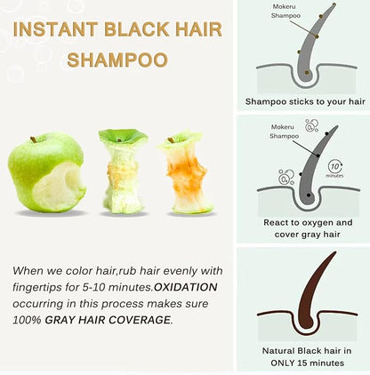 Instant Black Hair Shampoo for Gray Hair - Herbal Black Hair Dye Shampoo 3 in 1 for Women & Men,16.90 Fl Oz Black Hair Dye, Long lasting Black Shampoo, Champu Para Canas & Shampoo Para Canas(Black)