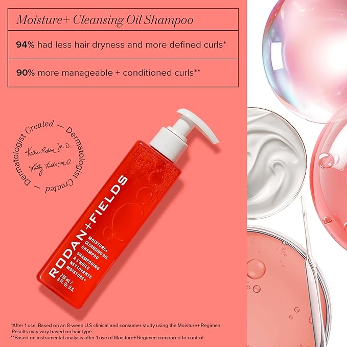 RODAN + FIELDS MOISTURE+ Cleansing Oil Shampoo | 8 Fl. Oz | Coconut Oil Infused Formula | Gentle Color Protecting Shampoo for Soft, Healthy Waves & Silky Hair | Beauty & Hair Care