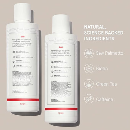 Keeps Hair Regrowth Shampoo & Conditioner Set for Fuller, Thicker Looking Hair - Thinning & Regrowth Haircare Products for Men - DHT Blocker - Infused with Biotin, Caffeine, & Saw Palmetto