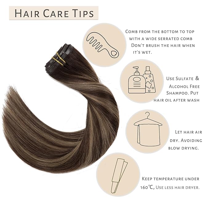 Caliee Seamless Hair Extensions Human Hair 20Inch Technology Invisi-PU Weft Clip in Hair Extensions R2-2-6 Chestnut Brown Mixed Dark Brown Thick Soft Silky Straight Hair Extensions for Women 110G 7Pcs