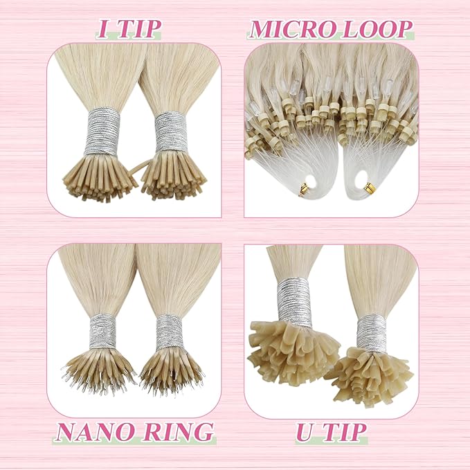 YoungSee U Tips Hair Extensions Real Human Hair Blonde U Tip Real Hair Extensions Platinum Blonde Hot Fusion Hair Extensions Human Hair Blonde K Tip Hair Extensions Human Hair for Women 16In 1G/S 50G