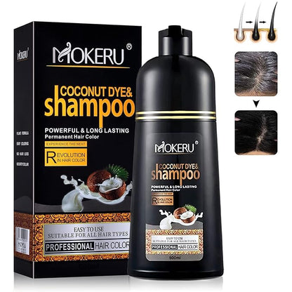 Instant Black Hair Shampoo for Gray Hair - Herbal Black Hair Dye Shampoo 3 in 1 for Women & Men,16.90 Fl Oz Black Hair Dye, Long lasting Black Shampoo, Champu Para Canas & Shampoo Para Canas(Black)