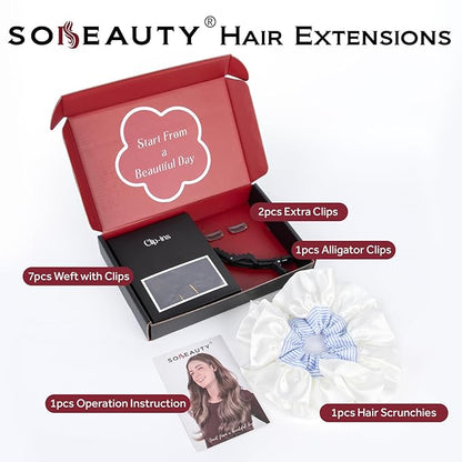 Clip in Hair Extensions Real Human Hair, 100% Remy Chocolate Brown Hair Extensions for Long Hair, Tangle-free&Shedding-free, #4 18Inch 120G 7PCS