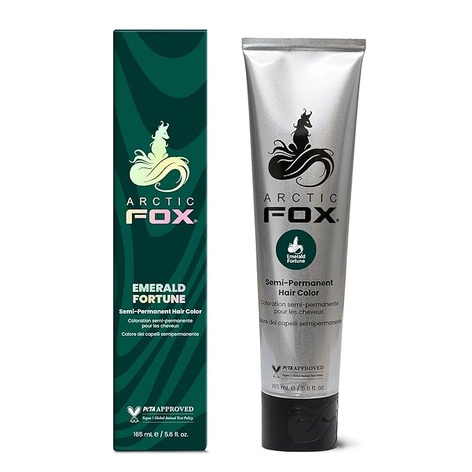 ARCTIC FOX Vegan and Cruelty-Free Semi-Permanent Hair Color Dye (5.6 Fl Oz, EMERALD FORTUNE)