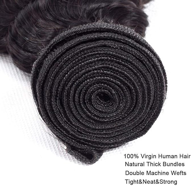 #1B Human Hair Bundles Deep Wave Bundles 14 14 14 Inch Unprocessed Brazilian Virgin Hair Weave 3 Bundles 50 Grams Per Bundle Natural Color Bundle Human Hair Extensions