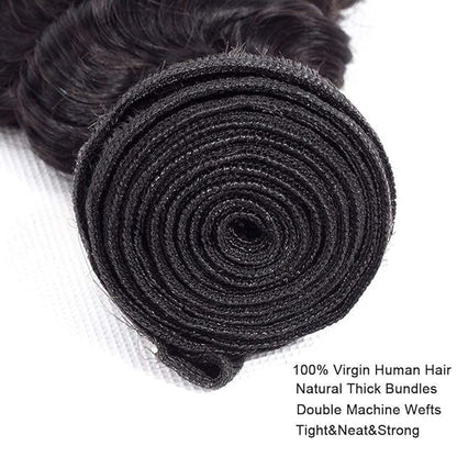 #1B Human Hair Bundles Deep Wave Bundles 14 14 14 Inch Unprocessed Brazilian Virgin Hair Weave 3 Bundles 50 Grams Per Bundle Natural Color Bundle Human Hair Extensions