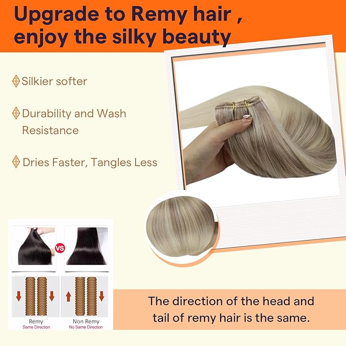 Full Shine Weft Hair Extensions Human Hair Sew In Hair Extensions Ash Blonde Sew In Human Hair For Women Real Human Hair Bundles 100G 14 Inch