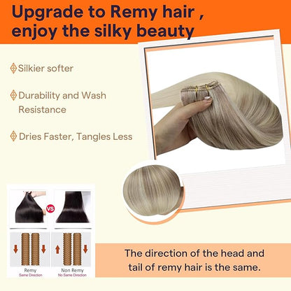 Full Shine Weft Hair Extensions Human Hair Sew In Hair Extensions Ash Blonde Sew In Human Hair For Women Real Human Hair Bundles 100G 14 Inch