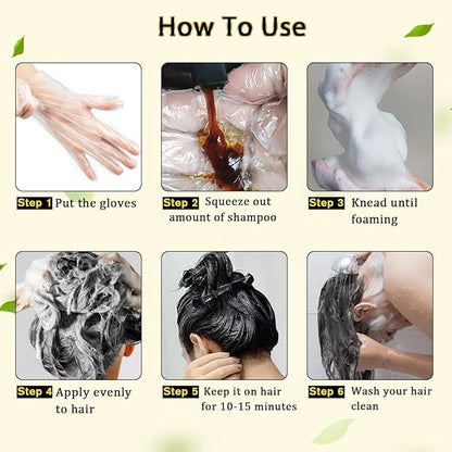 Black Hair Dye Shampoo 3 in 1 for Gray Hair Coverage, Color Shampoo for Women and Men, Instant Herbal Ingredients Hair dye (16.9 Fl oz)