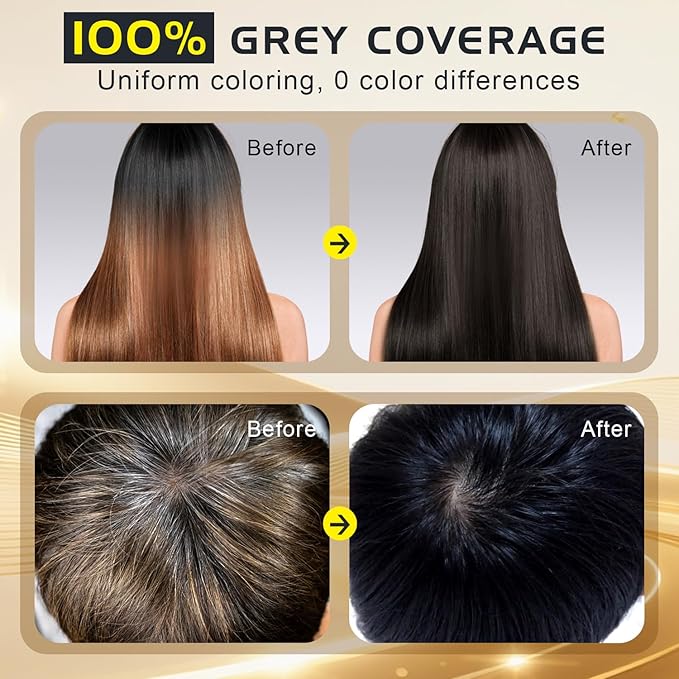 Black Hair Shampoo 3 in 1, Instant Hair Color for Gray Hair Coverage, Natural Black Shampoo Hair for Women & Men, 500ML Hair Color Shampoo Lasts 30 Days with Herbal Ingredient