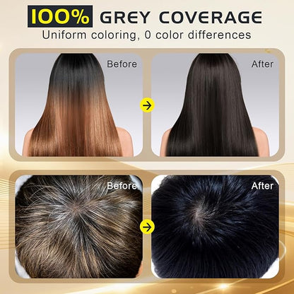 Black Hair Shampoo 3 in 1, Instant Hair Color for Gray Hair Coverage, Natural Black Shampoo Hair for Women & Men, 500ML Hair Color Shampoo Lasts 30 Days with Herbal Ingredient