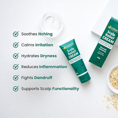 Scalp Relief Cream by Grahams Natural - Relief for Dry, Itchy, Flaky Scalps & Dandruff - Scalp Moisturizer with Manuka Honey, Calendula, Jojoba Seed Oil (2.11oz)