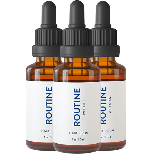 Routine Wellness Advanced Hair Serum - Nourishing Scalp Treatment for Enhanced Hair Support with Natural Oils, Ideal for Men & Women - 30ml (Pack of 3)