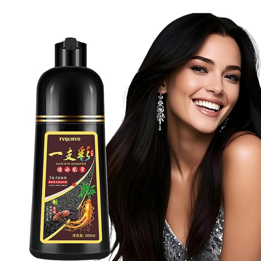 Black Hair Dye Shampoo, Hair Color Shampoo for Women Men, Covers Grays in Minutes, Champu Para Canas, Easy to Use, 16.90 Fl Oz