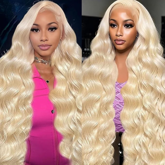 XZZ 30 Inch 613 13x6 Lace Front Wig Human Hair 220 Density Blonde Lace Front Wig Human Hair Pre Plucked 613 HD Lace Frontal Wig 613 Loose Deep Wave Wig Human Hair Glueless Wigs for Women