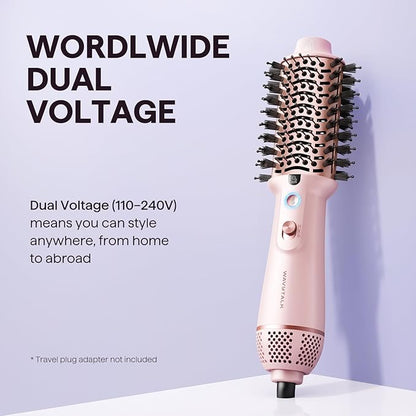 Wavytalk Dual Voltage Hair Dryer Brush for International Travel, 110V-240V Jet Brush, Ionic Hair Dryer Brush Reduces Damage, Anti-Frizz Straight Hair, Curls and Blowouts, Volumizing
