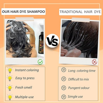 Hair Dye Shampoo 3 in 1, Long-Lasting Gray Hair Coverage, Natural Dark Coffee Hair Color Shampoo with Herbal Ingredients, Easy Application Shampoo Para Canas for Women Men 16.9 Fl Oz