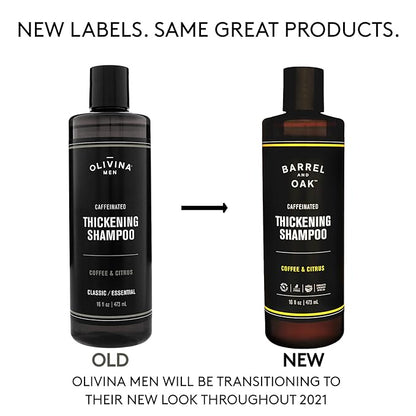 Barrel and Oak - Caffeinated Thickening Shampoo, Biotin Shampoo, Hair Care for Men, Strengthens & Hydrates, Biotin for Thicker Hair, Essential Oil-Based Scent, Vegan (Coffee & Citrus, 16 oz)