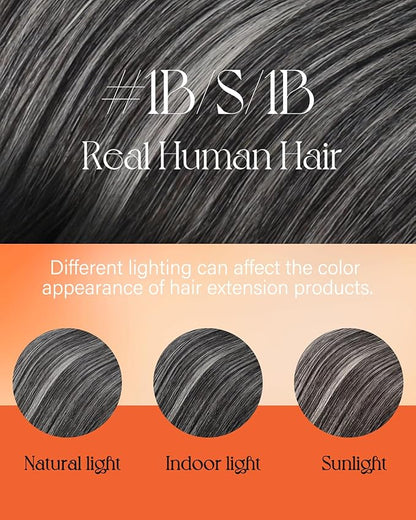 Sunny Hair K Tip Extensions Real Human Hair Ombre Black Ktip Hair Extensions Natural Black Roots to Silver Grey Balayage 22inch 50g