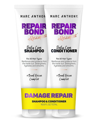 Marc Anthony Repairing Shampoo & Conditioner Set - Rescuplex Bond Repair, Strengthens Hair, Eliminates Frizz & Flyaways, Revives Dry & Damaged Hair