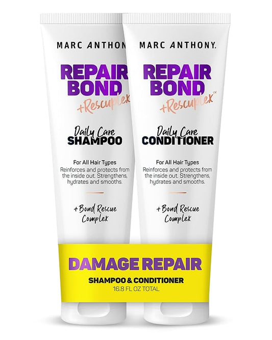 Marc Anthony Repairing Shampoo & Conditioner Set - Rescuplex Bond Repair, Strengthens Hair, Eliminates Frizz & Flyaways, Revives Dry & Damaged Hair