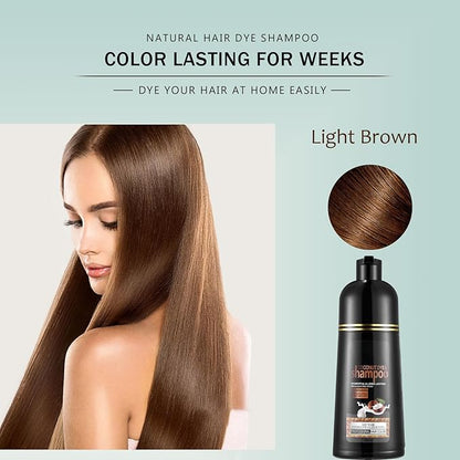 Fvquhvo Brown Hair Dye Shampoo, Instant Hair Color for Women Men, Colors in Minutes, Long Lasting Coconut Dye Shampoo, Champu Para Canas 16.90 Fl Oz