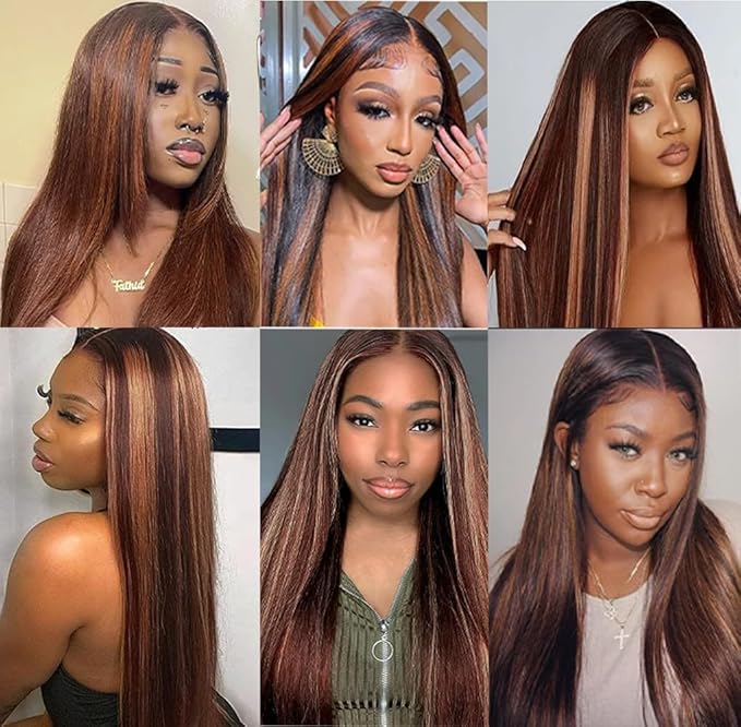 1B/30 Human Hair Bundles 30 32 34 Inch Highlight Bundles Human Hair Ombre Brown Straight Bundles Hair Weave Silky Soft Brazilian Unprocessed Bundles With Highlights Human Hair Bundles