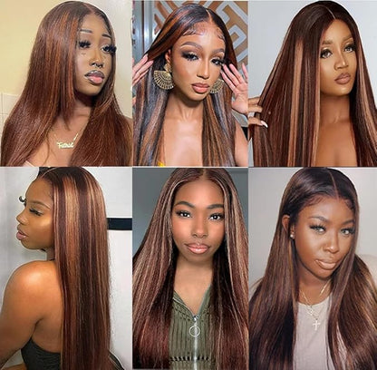 1B/30 Human Hair Bundles 30 32 34 Inch Highlight Bundles Human Hair Ombre Brown Straight Bundles Hair Weave Silky Soft Brazilian Unprocessed Bundles With Highlights Human Hair Bundles